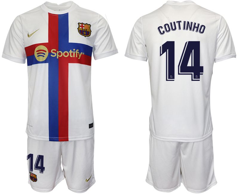 Men 2022-2023 Club Barcelona white away #14 Soccer Jerseys